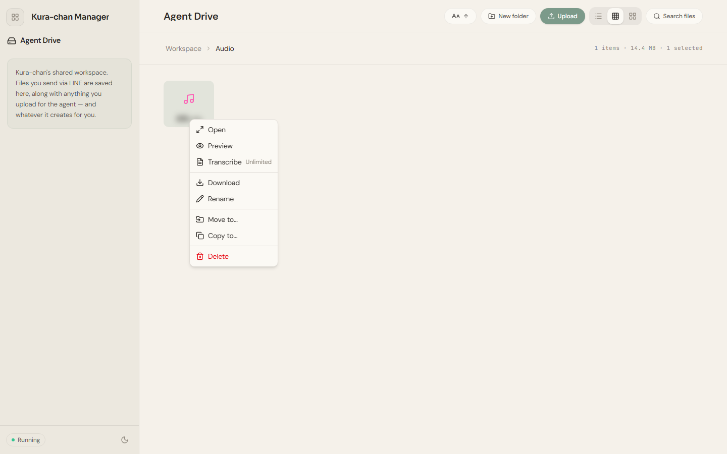 Agent Drive: transcribe