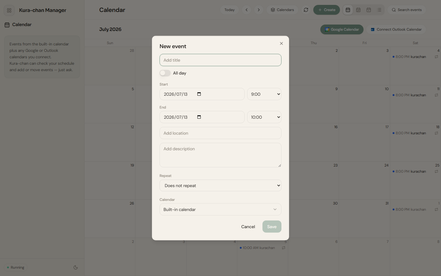 Create an event