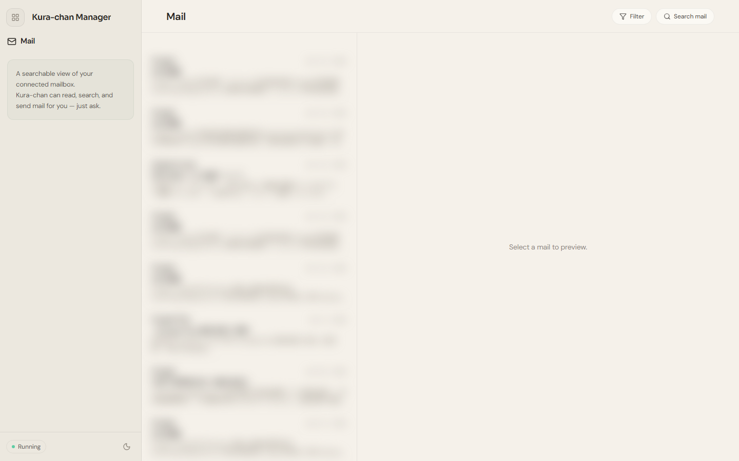 The Mail page in the Dashboard