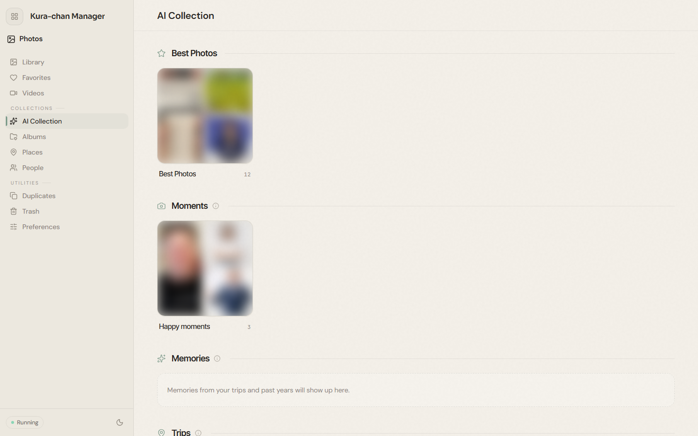 The AI collections page in the Dashboard