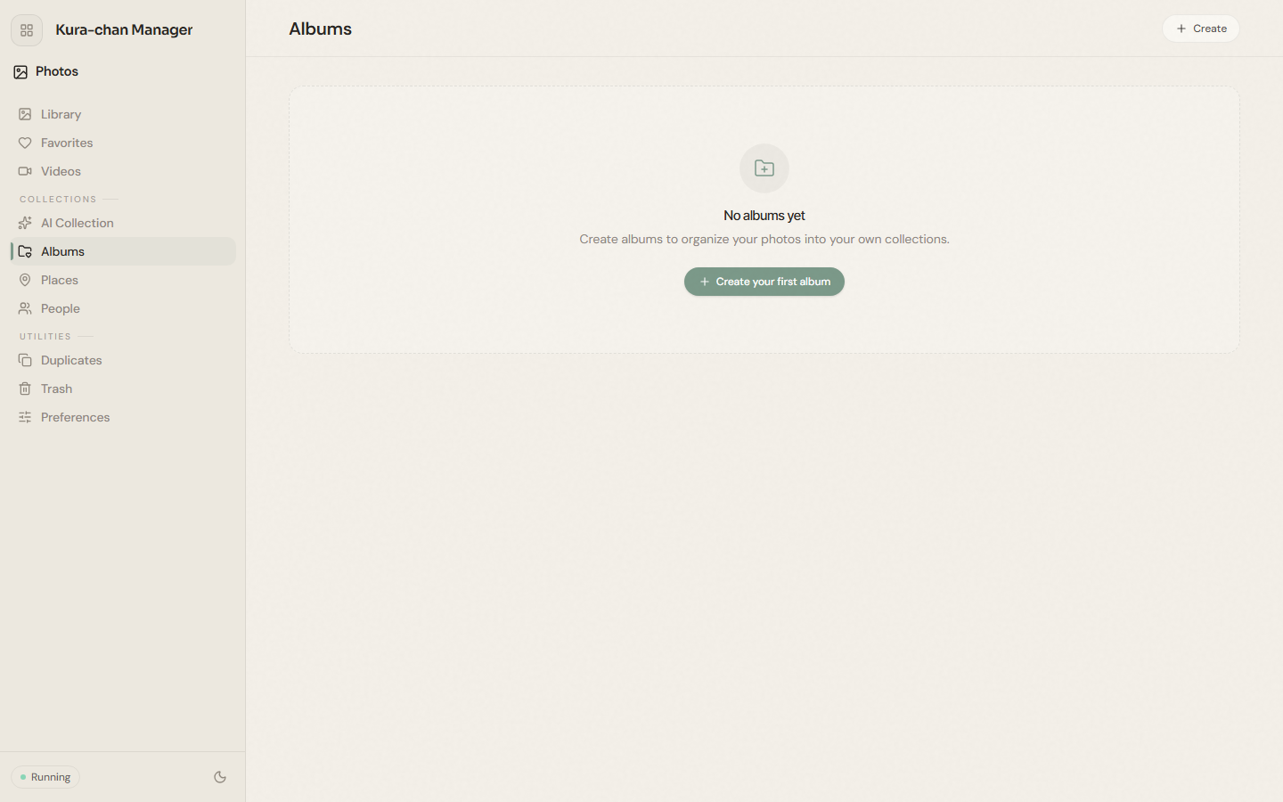 The Albums page in the Dashboard