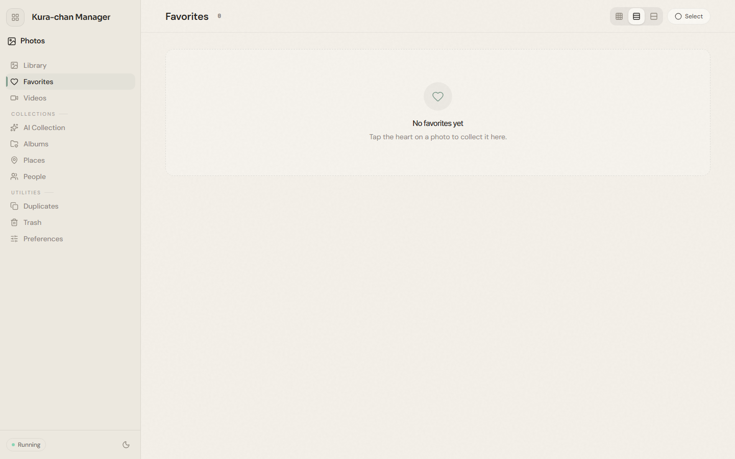 The Favorites page in the Dashboard