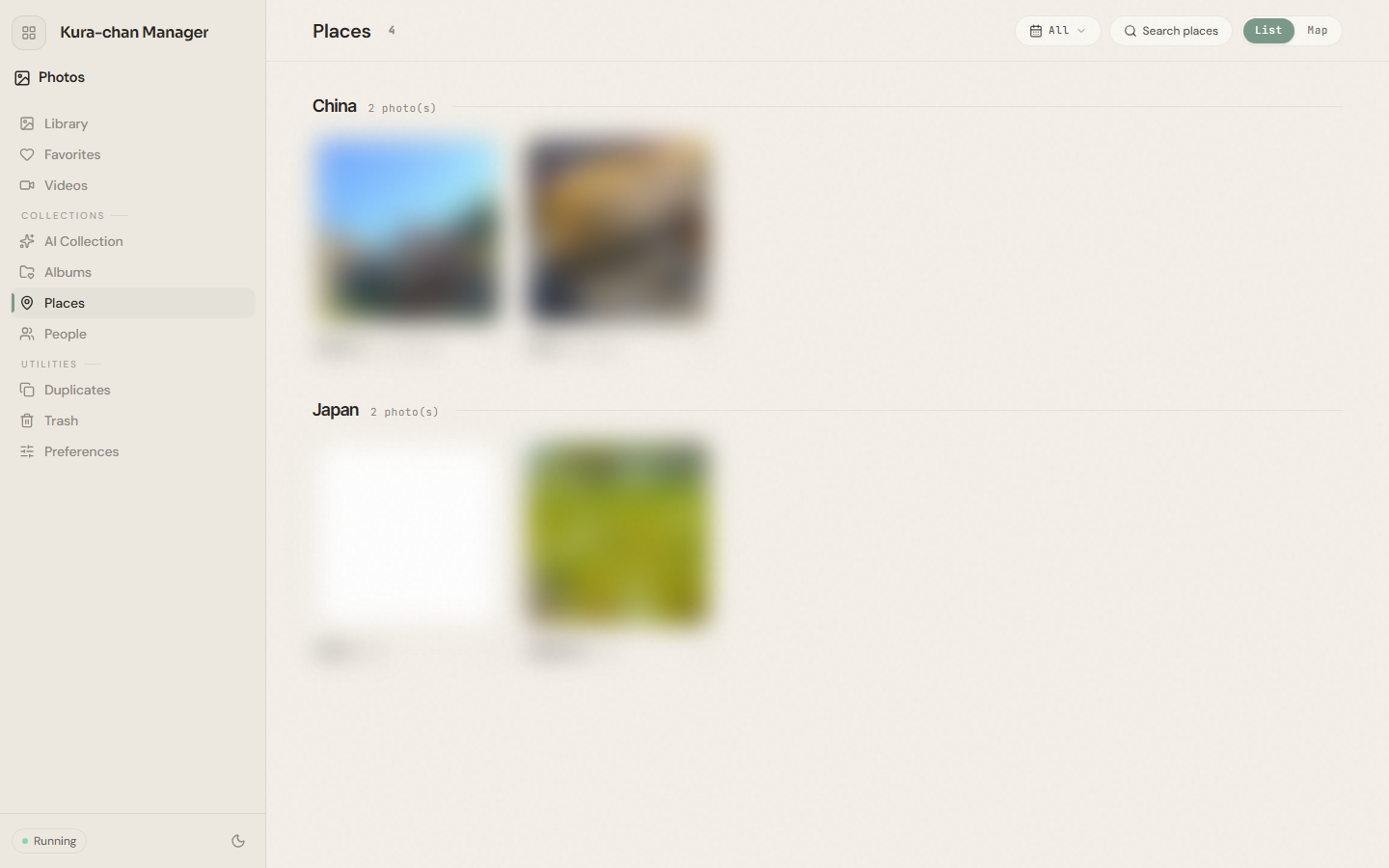 The Places page in the Dashboard