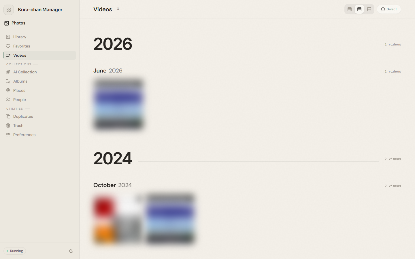 The Videos page in the Dashboard