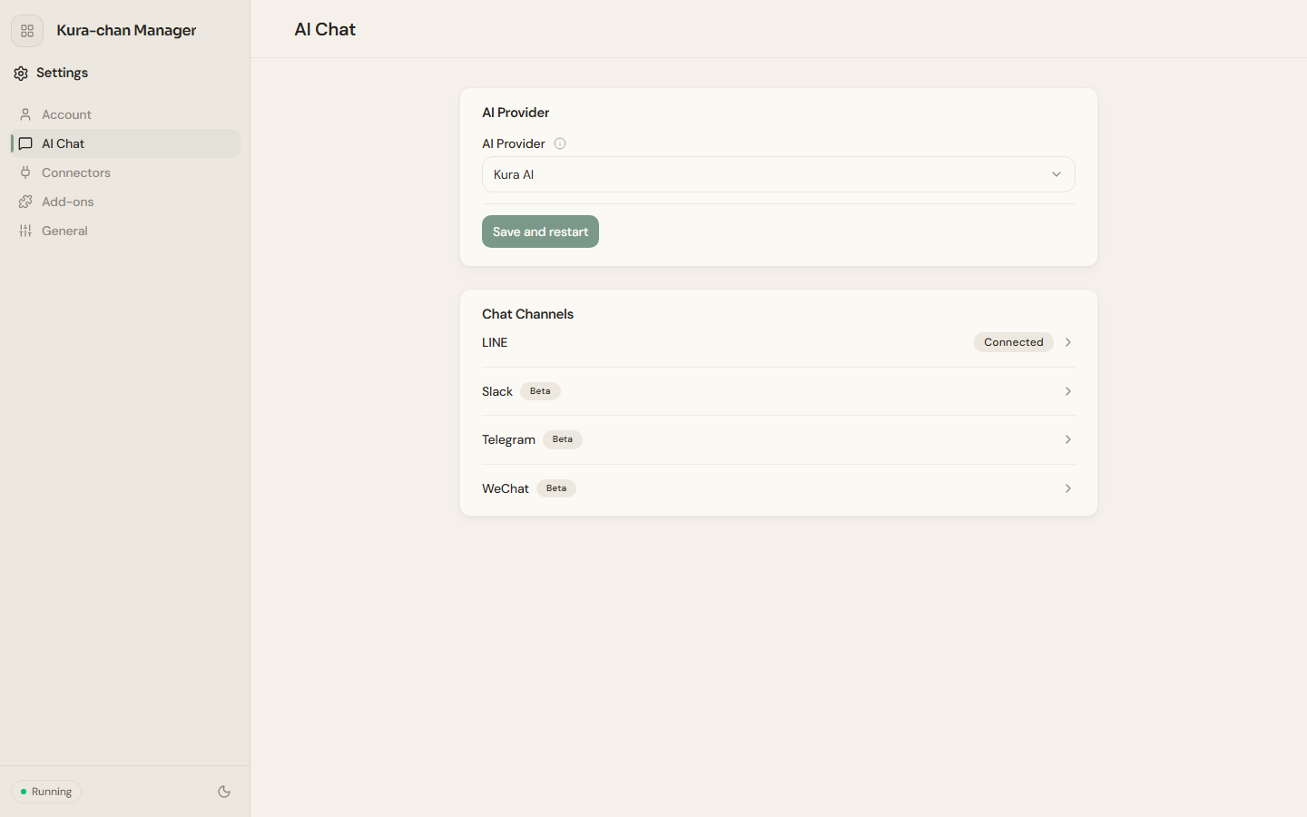 The AI Chat page in the Dashboard